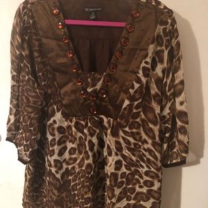 Plus size INC blouse cheetah print